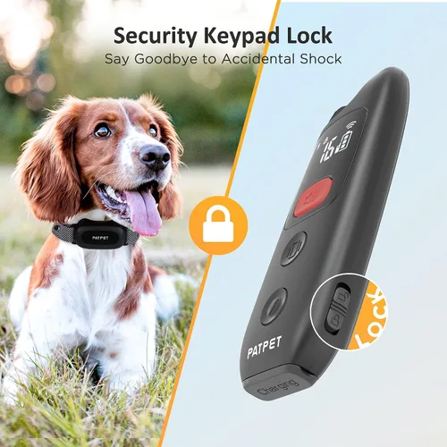 Vista 3 de PATPET Collar de entrenamiento para perros con control remoto, IPX7 impermeable, collar de choque para perros, 3 modos de entrenamiento, vibración