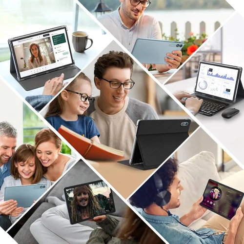 Vista 7 de HISORL Tablet Android con teclado, tableta Android 15 de 10 pulgadas con 24 GB+128 GB, expansión de 1 TB, 8 núcleos, 8000 mAh, WiFi 5G, Widevine L1
