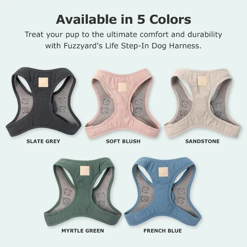 Vista 7 de FuzzYard Life Step in - Arnés para perro Talla XXS Elegante diseño de algodón de primera calidad en azul francés perfecto para paseos diarios