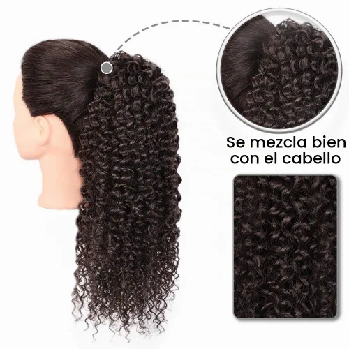 Vista 2 de Vigorous Extensión de Cola de Caballo con Cordón Corta Afro Rizada Crespa Marrón Cola de Caballo para Mujeres Africanas Colas de Caballo Esponjosas