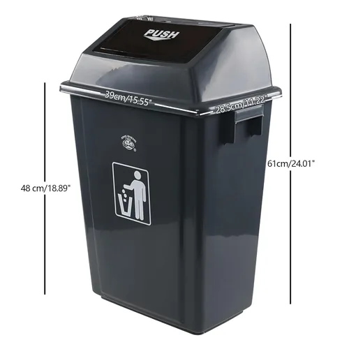 Vista 2 de Readsky Bote de basura de plástico para cocina de 13 galones con tapa giratoria, gris, 4 paquetes