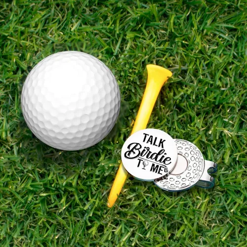 Vista 6 de Hafhue Marcador de pelota de golf Talk Birdie to Me con clip magnético para sombrero, accesorios de golf divertidos y regalos de golf para hombres