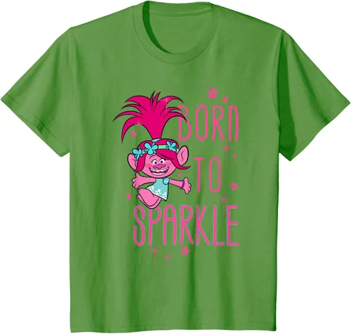 Vista 59 de DreamWorks Trolls Camiseta Born to Sparkle Negro