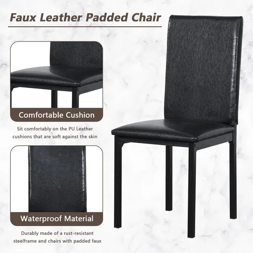 Vista 3 de Majnesvon Juego de mesa de comedor de cocina de 5 piezas para comedor, cocina, comedor, espacio compacto con mesa auxiliar de mármol sintético