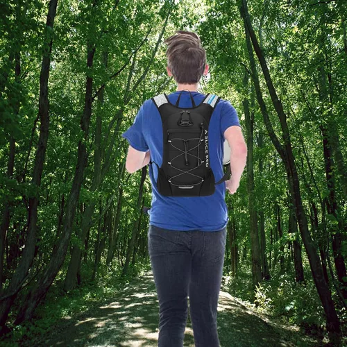 Vista 6 de Mochila de hidratación, mochila de agua para correr con vejiga de 2 L, mochila de agua hidráulica para hombres y mujeres, ciclismo, senderismo, rave