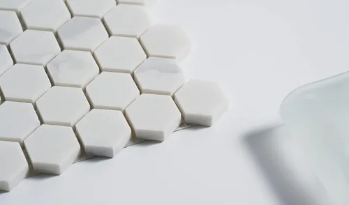 Vista 3 de 5 hojas de azulejos de mosaico de mármol de ingeniería para salpicaduras de cocina, suelo de baño de baño, colección hexagonal de 1 pulgada
