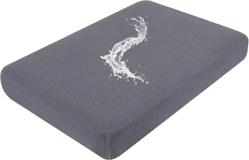 Vista 13 de Smiry Fundas de cojín impermeables para sofá, fundas de cojín de jacquard elástico, lavables, fundas de cojín gruesas para sofá, protector de Gris