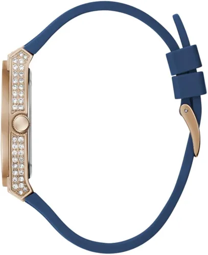 Vista 3 de GUESS Reloj para mujer de 1535in correa azul esfera de oro rosa caja en tono oro rosa Azul Correa