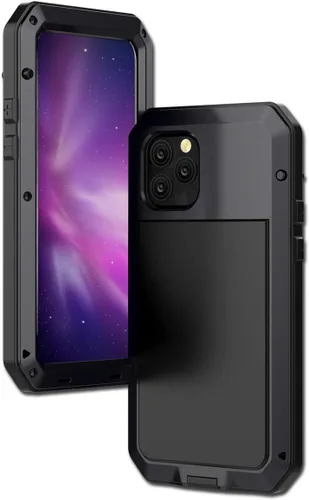 Vista 6 de Funda protectora de cuerpo completo para iPhone 11 Por, resistente a los golpes, funda de metal de aleación de aluminio con protector de pantalla