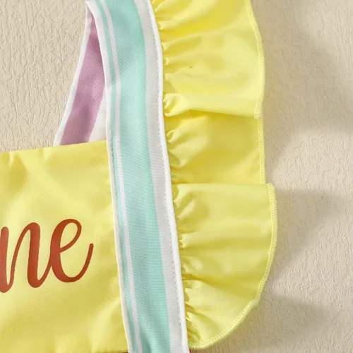 Vista 4 de Shalofer Traje de 1er cumpleaños para niña, overol de helado de verano con diadema