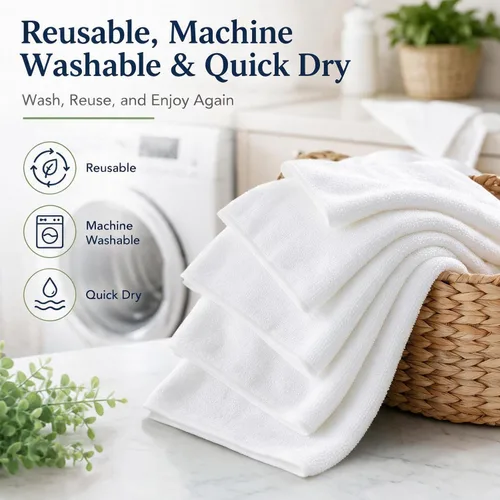 Vista 7 de HOMEXCEL Paquete de 20 paños blancos, suaves y reutilizables