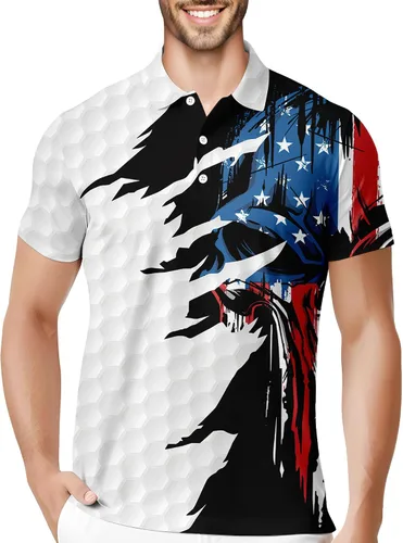 Vista 11 de HIVICHI Camisas de golf divertidas para hombre con patrón estampado loco colorido y novedad de alto rendimiento que absorbe la humedad, camisa tipo