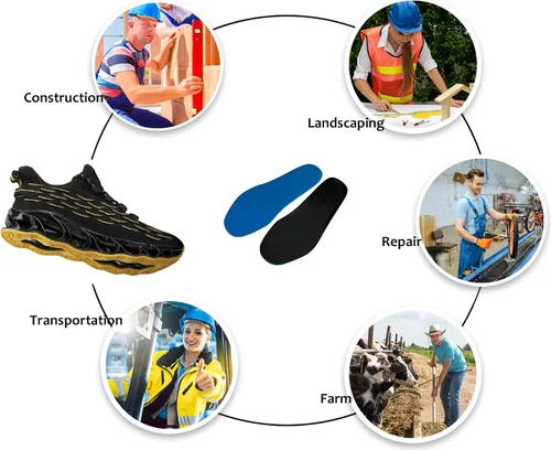 Vista 6 de Zapatos de trabajo ligeros para hombre, zapatos indestructibles con punta de acero, zapatos de seguridad de malla transpirable a la moda, zapatos