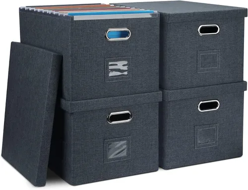 Vista 7 de Graciadeco Caja organizadora de archivos, coleccionista de almacenamiento plegable con tapa para cartas tamaño legal, carpetas colgantes decorativas