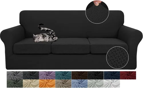 Vista 13 de JIVINER Fundas de sofá de 3 piezas para sofá de 2 cojines, funda elástica para sofá con 2 fundas de cojín de asiento extra grandes, fundas de sofá