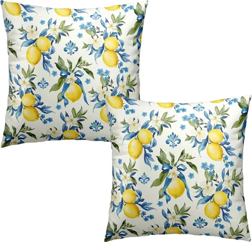 Vista 73 de Juego de 2 fundas de almohada patrióticas para exteriores, diseño de estrellas azules del 4 de julio, 16 x 16 pulgadas, fundas de almohada