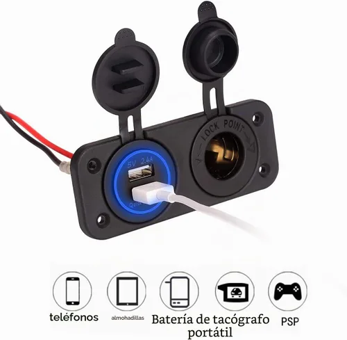 Vista 3 de 10L0L Carrito de golf encendedor de cigarrillos salida y carga rápida 3.0 DC 12V entrada impermeable cargador USB adaptador de enchufe
