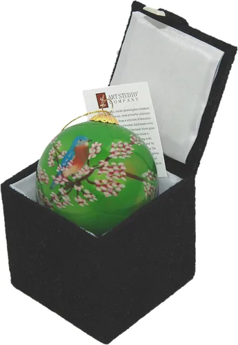 Vista 3 de Adorno navideño de vidrio soplado Bluebird Incluye caja de regalo
