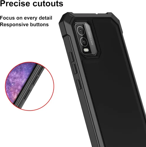 Vista 5 de Ailiber Funda para Nokia C210, protector de pantalla de vidrio templado, parachoques de TPU de 2 capas, protección resistente, color negro