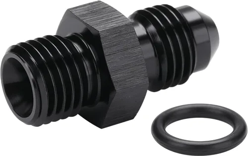 Vista 5 de 4AN macho a 4AN ORB con junta tórica Boss adaptador de riel de bomba de combustible de aluminio negro