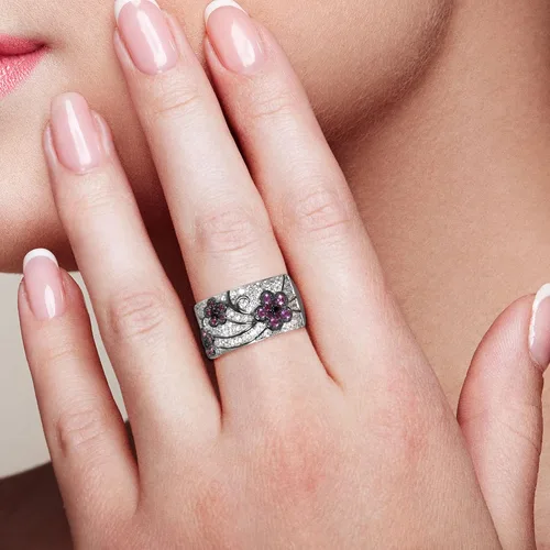 Vista 5 de Santuzza Anillo de plata de ley 925 con circonita cúbica y ramas de árbol para mujer
