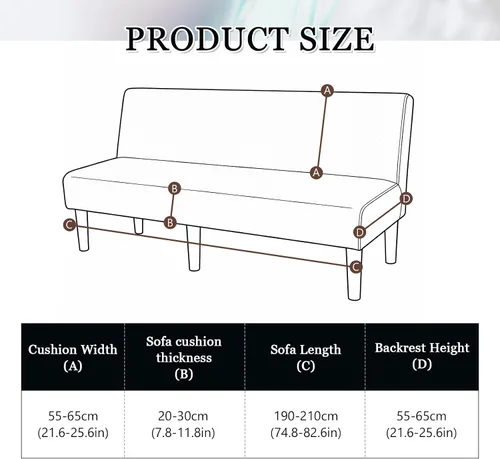 Vista 4 de MIFXIN Armless Sofa Cover Futon Slipcover Stretch Spandex Folding Sofa Bed Couch Non-Armrest Furniture Protector with Elastic Bottom (Fleece Black)