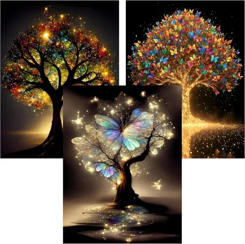 Vista 8 de Paquete de 3 kits de arte de diamantes de colibrí para adultos, kits de pintura de diamantes de colibrí para principiantes, diamantes de imitación