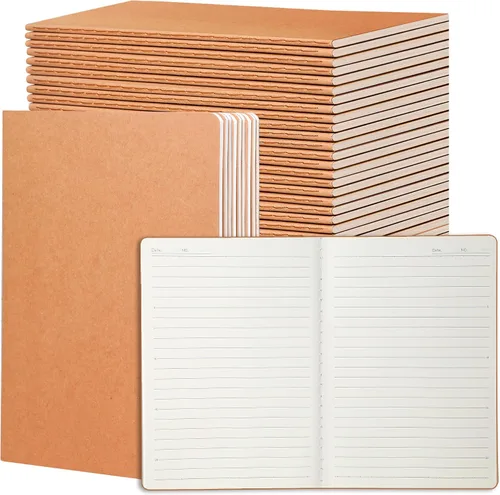 Vista 11 de miikoul Paquete de 4 cuadernos de papel kraft A5 con papel rayado, 8.3 x 5.5 pulgadas, 60 páginas/30 hojas, 80 g/m², cuaderno de viaje para adultos