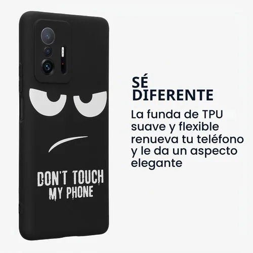 Vista 3 de kwmobile Funda de silicona TPU compatible con Xiaomi 11T/11T Pro - Funda suave - No toques mi teléfono blanco/negro