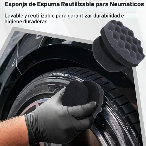 Vista 6 de 2 piezas de almohadillas aplicadoras de brillo para neumáticos, aplicador de apósito para neumáticos con agarre hexagonal, esponja de espuma
