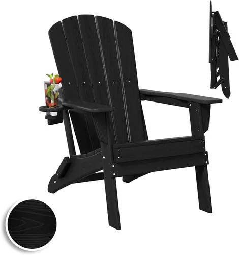 Vista 32 de Plawdlik Juego de 10 sillas plegables Adirondack con textura de madera, HDPE pesado para todo tipo de clima, juego cómodo junto a la piscina, patio