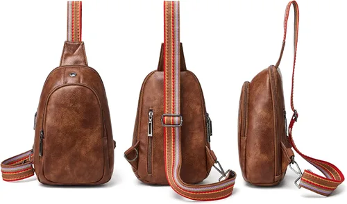 Vista 8 de Riñonera de cuero para mujer, bolsa cruzada de viaje de moda