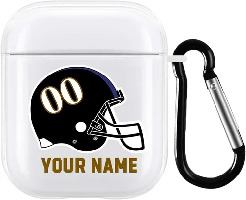 Vista 33 de Funda de casco de fútbol con nombre y número para Apple AirPods de 2ª y 1ª generación, regalo personalizado para fanáticos de los deportes de Arizona