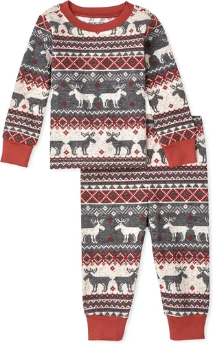 Vista 55 de The Children's Place Pijama de Navidad unisex para bebé, algodón