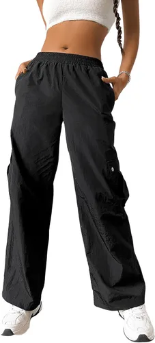 Vista 3 de Verdusa Pantalones cargo elásticos de cintura alta y pierna recta para mujer