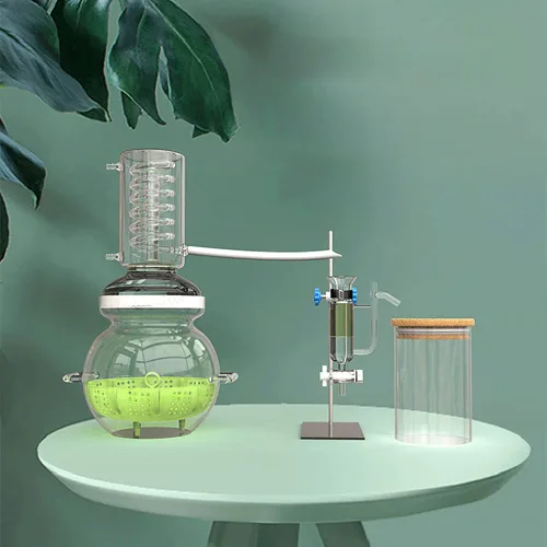 Vista 2 de Aparato de destilación de aceites esenciales de laboratorio, destilador de agua de 135.3 fl oz, purificador de destilación de destilación
