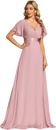 Vista 41 de Ever-Pretty Vestidos formales de mujer para madre de la novia, de manga corta, de chifón, con cintura imperio, de largo hasta el suelo, para dama