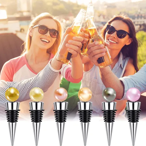 Vista 7 de Honeydak 6 tapones de acero inoxidable para botellas de vino, corchos