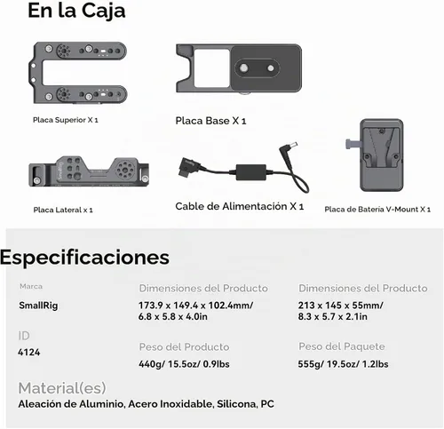 Vista 9 de SmallRig Kit de jaula de cámara para Sony FX6, jaula compacta con placa