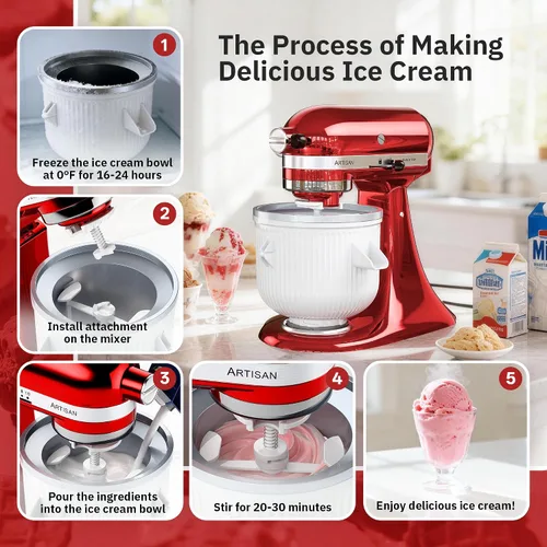Vista 7 de KitchenAid - Accesorio para máquina de helados para batidora de pie, cuenco de helado compatible con batidoras de soporte de 4.5 cuartos de galón