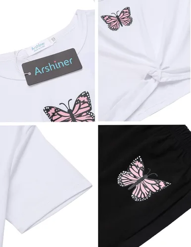 Vista 5 de Arshiner Conjuntos de ropa para niñas, teñido anudado, tops y pantalones deportivos, ropa deportiva, trajes deportivos de 4 a 13 años