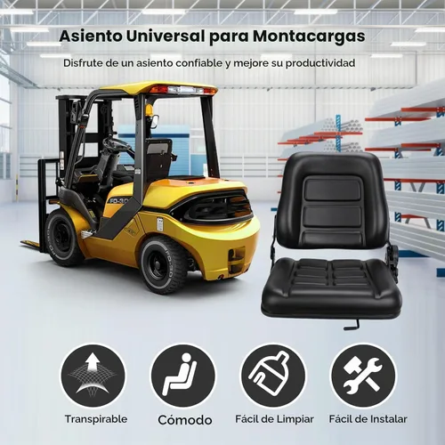 Vista 2 de yeesport Asiento de Montacargas Asiento Universal de Tractor, Asiento Plegable de Montacargas con Respaldo de Ángulo Ajustable, Cómodo Asiento