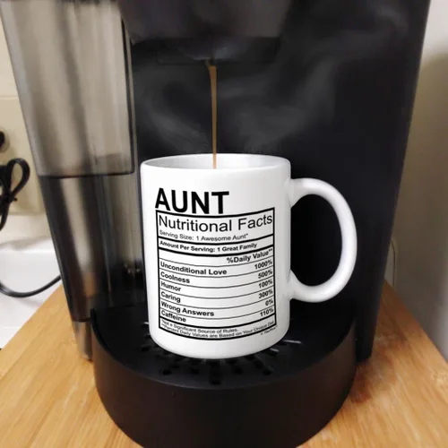 Vista 5 de ThisWear Regalos para el día de la madre para tía, etiqueta de datos nutricionales, regalos divertidos para tía, regalo de broma, taza de café