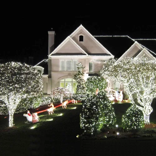 Vista 9 de Cadena de 200 luces LED de 98 pies, impermeables con 8 modos con memoria, fuente de alimentación certificada por UL de 30 V para el hogar, jardín