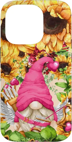 Vista 17 de Valentines Gnome in Cupid Costume for Women with Sunflower Case for iPhone 17