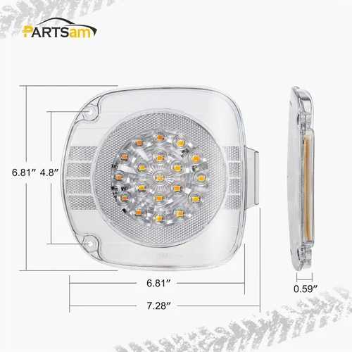 Vista 4 de Partsam Par de 19 luces LED ámbar de señal de giro delanteras, lámparas de esquina con lente transparente de repuesto para Freightliner Century