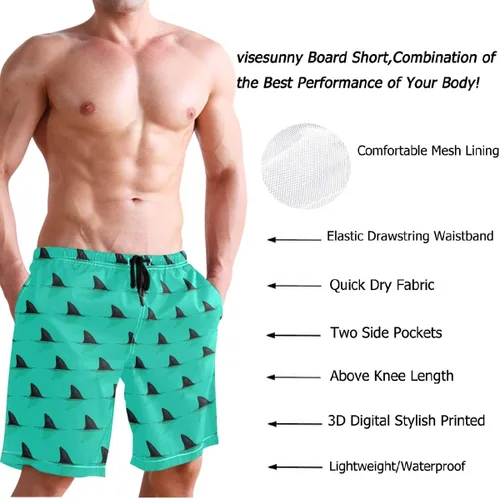 Vista 3 de visesunny Traje de baño para hombre con estilo de secado rápido, ropa de playa, pantalones cortos para natación, trajes de baño para fiestas