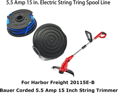 Vista 2 de 2 paquetes de 0.065 pulgadas 7 lados línea de recortadora de cuerda 2 carretes para Harbor Freight 20115E-B Bauer con cable 5.5 amperios 15 pulgadas