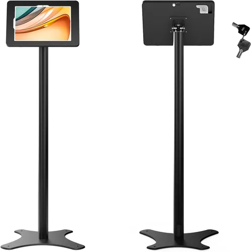 Vista 9 de Soporte de piso para tableta compatible con iPad 7 8 9 de 10.2 pulgadas, rotación de metal con cerradura para tableta+poste de aluminio+base