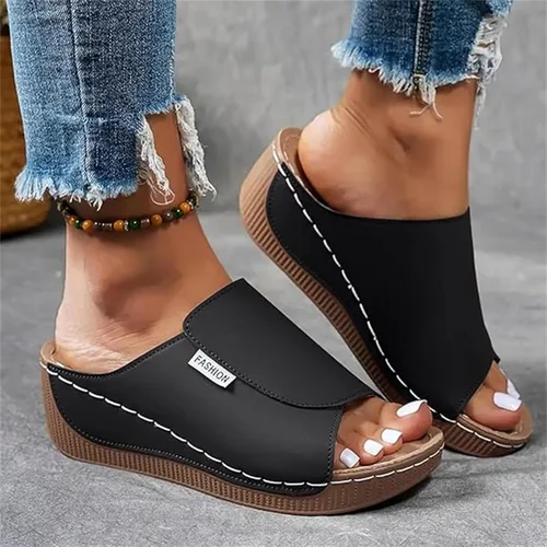Vista 2 de Sandalias ortopédicas para mujer, con plataforma elegante, cómodas, ortopédicas, informales, para verano, con soporte de arco